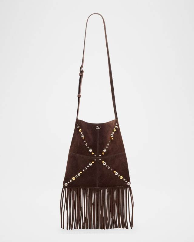 Nellcote Fringe Stud Suede Crossbody Bag
